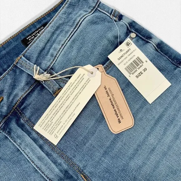 SANCTUARY SAHARA NON-CONFORMIST WIDE LEG CROP JEAN IN BLUE HORIZON WOMEN SIZE 30 - Picture 8 of 16